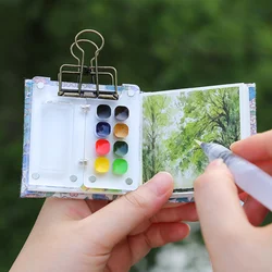 Empty Mini Acrylic Watercolor Palette Portable 8-compartment Paint Box with Clip Travel Painting Paint Tray Artist Art Supplies