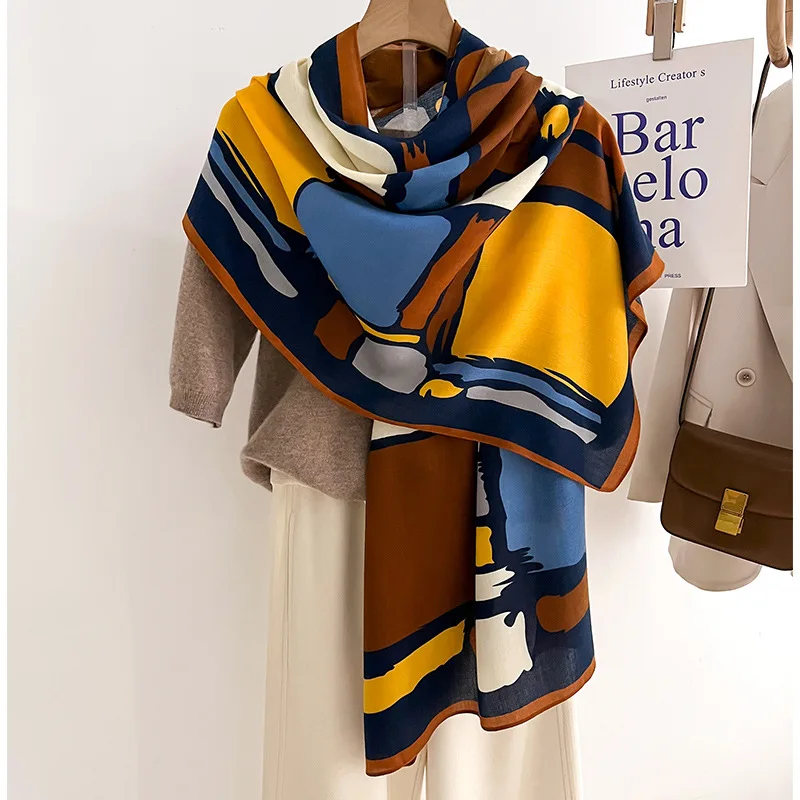 2026 Warm Cotton Feeling Scarf Winter Pashmina Thick Blanket Shawls And Warps Bufanda Foulard Neckerchief Design Echarpe