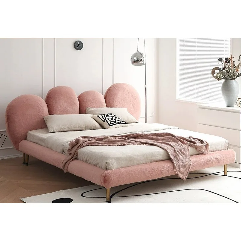 Italian light luxury fabric bed ins puff princess bed, small apartment bedroom designer furniture