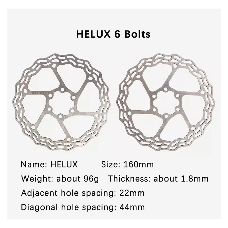 HELUX Bicycle Brake Discs Mountain Bike Disc Brake Pads Road Bike Brake Discs 160mm 6 Bolts Rotor