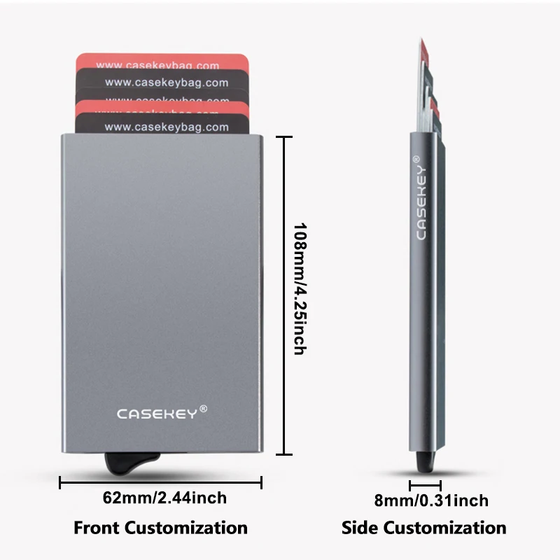 CASEKEY الرجال سليم المحفظة الجبهة جيب تتفاعل الحد الأدنى حامل بطاقة الائتمان للذكور محفظة معدنية مع المال كليب محفظة صغيرة