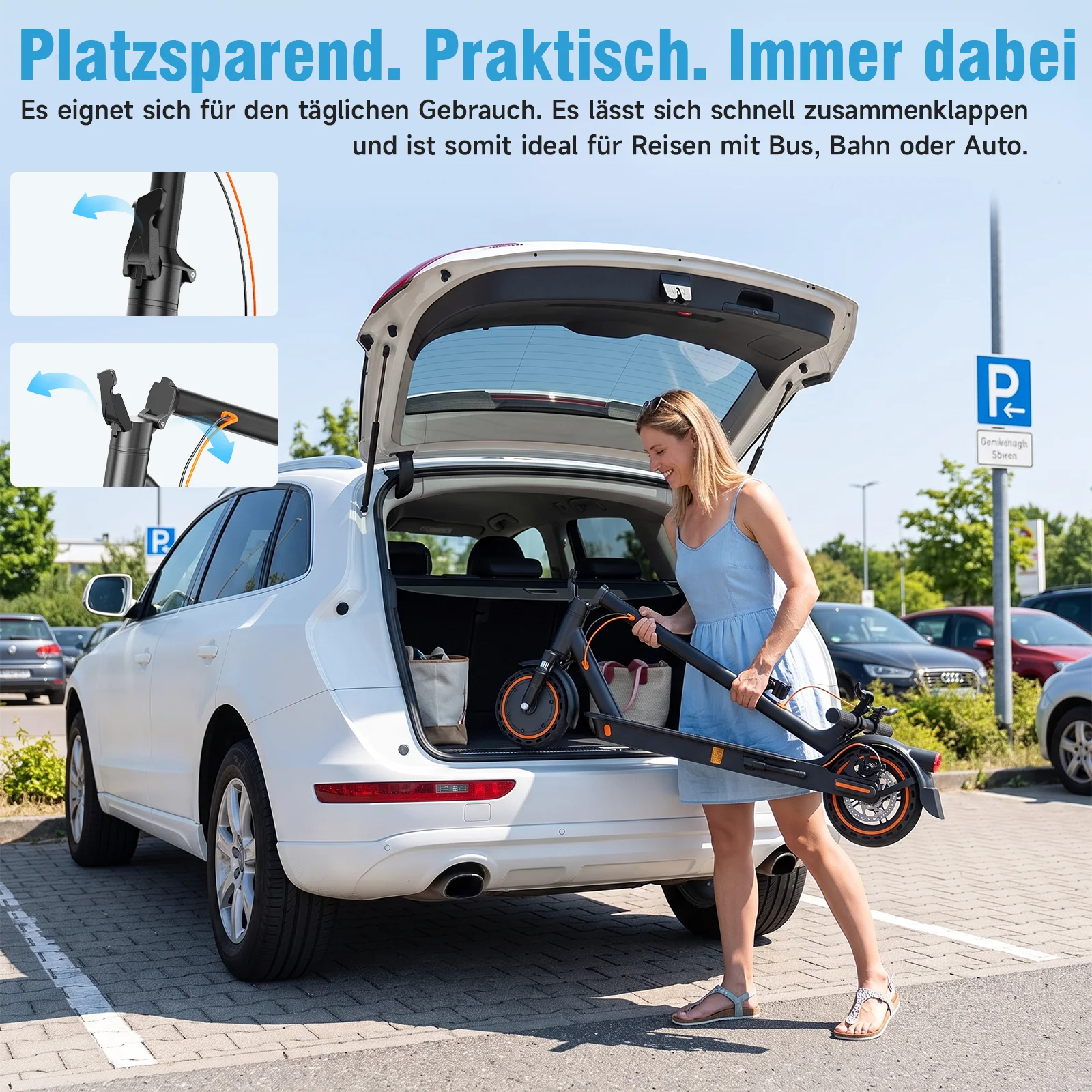 TODIMART T6 ABE E Scooter für Erwachsene, 30 km Reichweite, Faltbarer Elektroroller,8.5 inch Zollreifen, Doppelstoßdämpfer, e roller mit straßenzulassung – Detail 10