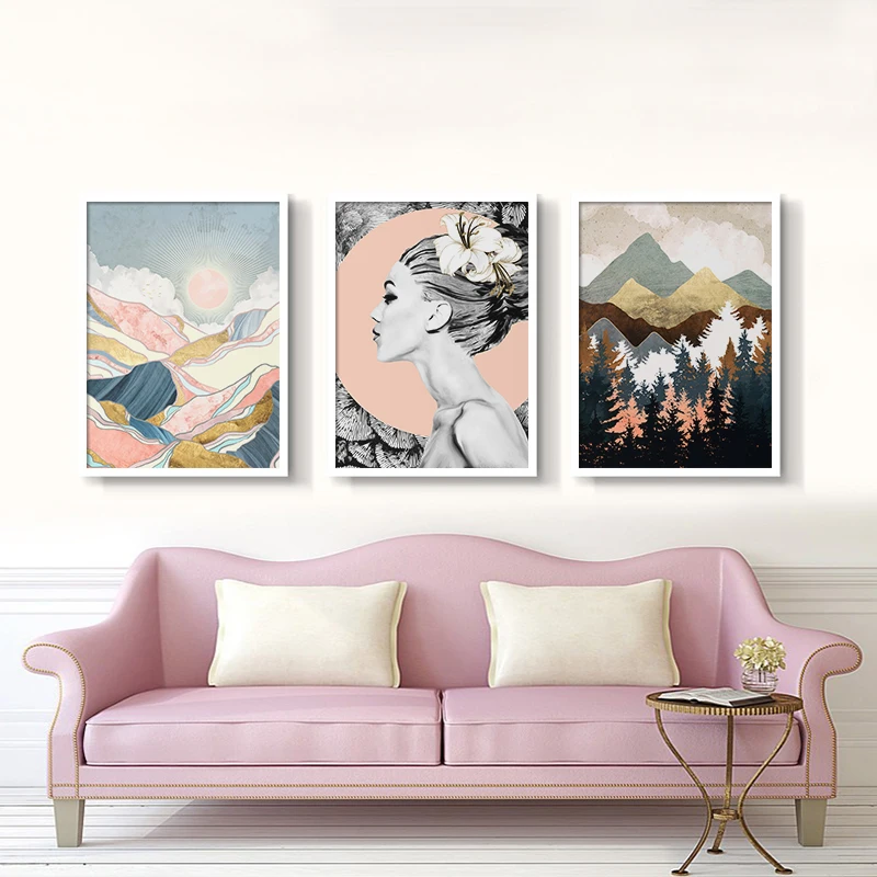 Japanese Nature Landscape Poster Abstract Colorful Canvas Painting Peak Mountain Wall Art Museum Living Room Home Decor