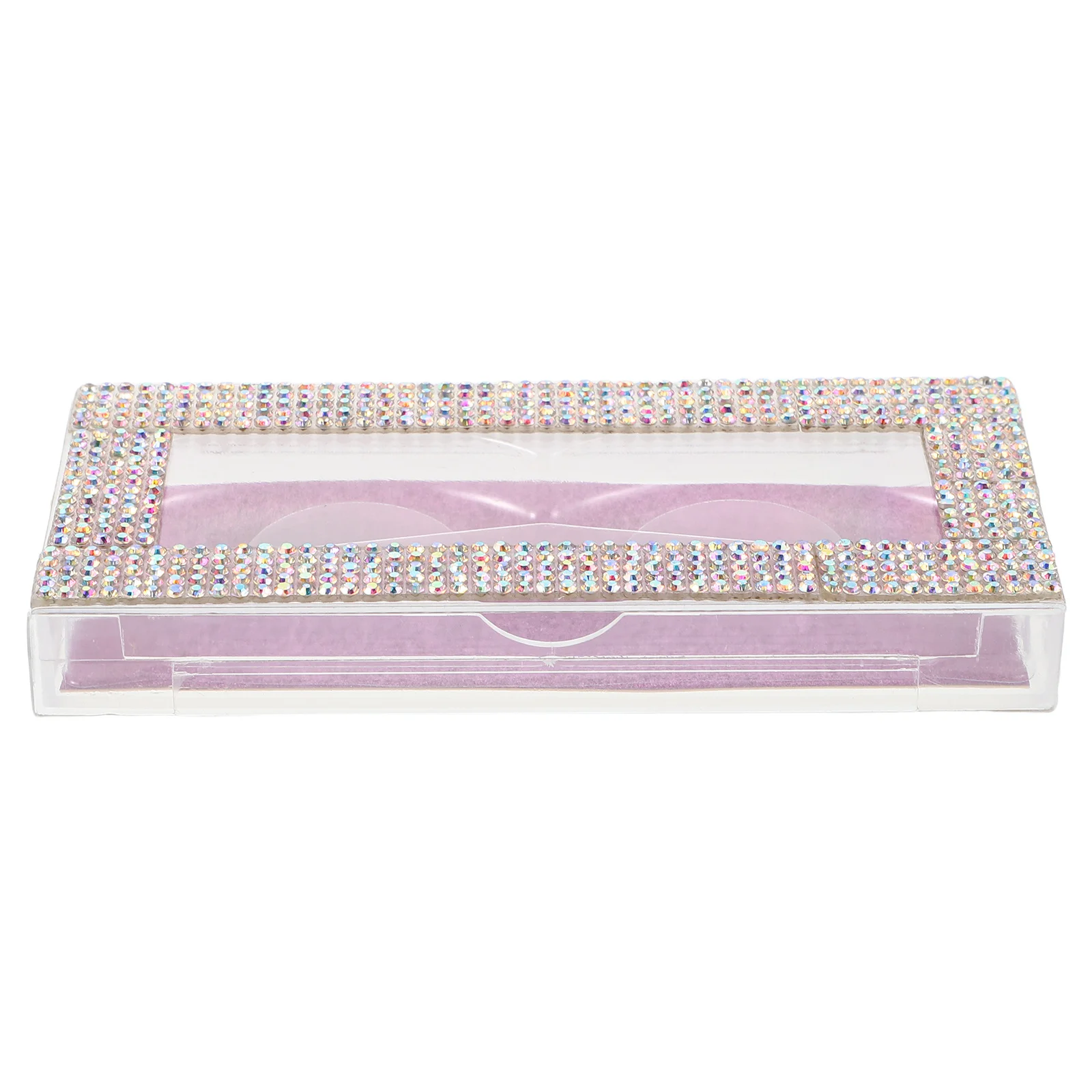 長方形のラインストーンつけまつげボックス スライド収納ケース トラベルオーガナイザーホルダー ベースカード つけまつげディスプレイ用