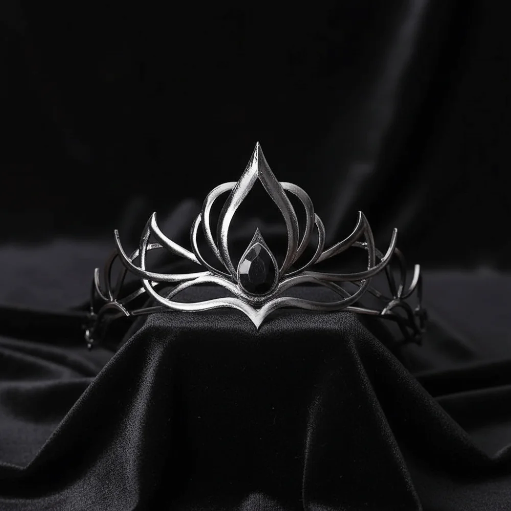 Vintage Black Silver Color Gothic Treasure Crown Minimalist Cool Elves Crown Hollow Out Wedding Headwear Cosplay Prop