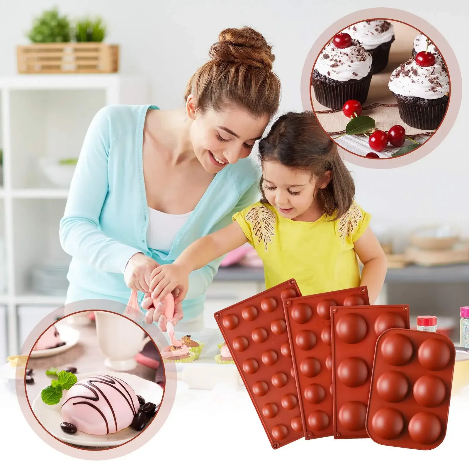 Ball Round Half Sphere Silicone Molds for DIY Baking Pudding Mousse Chocolate Cake Mold Handmade Kitchen Accessories Tool