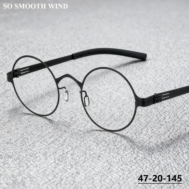 

Germany Design Ultralight Thin Steel Round Glasses Frame Screwless Retro Circle Men Eyeglasses Women Blue Brand Spectacles Gafas