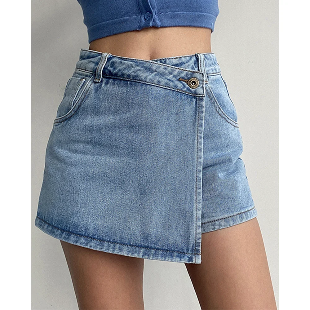 Womens Denim High-Waisted A-Line Skort‌  2025 Summer Anti-Wardrobe Malfunction Short Skirt with Sexy Casual Design