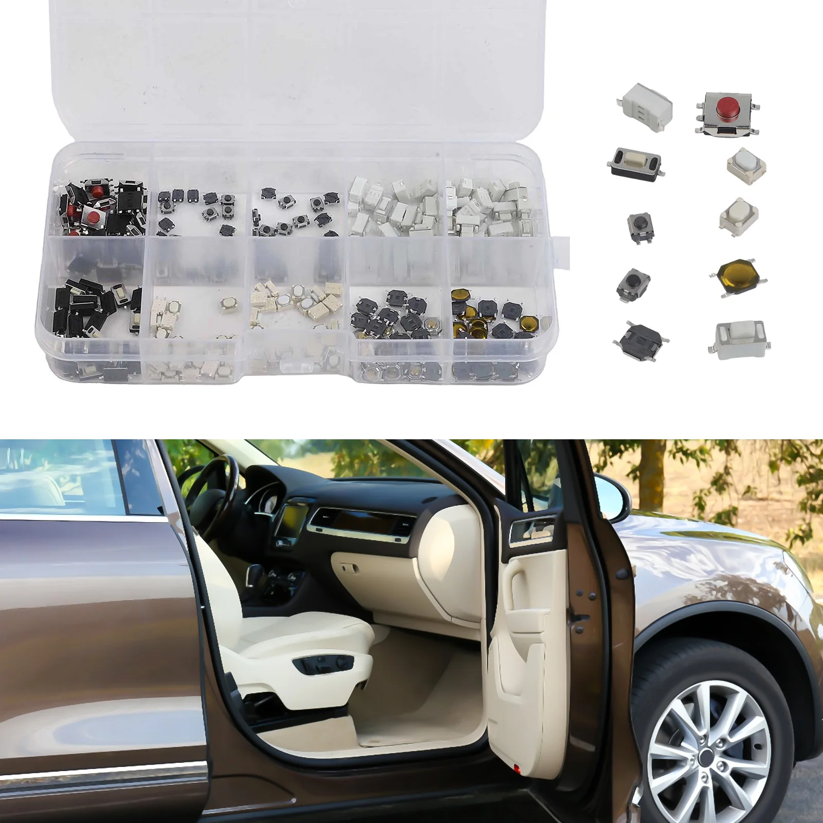250 Pieces Touch On Off Micro\ Switch Set Plastic Tactile Buttons 3x6x4.3mm 4x4x0.8mm For Auto Key Game Console Repair