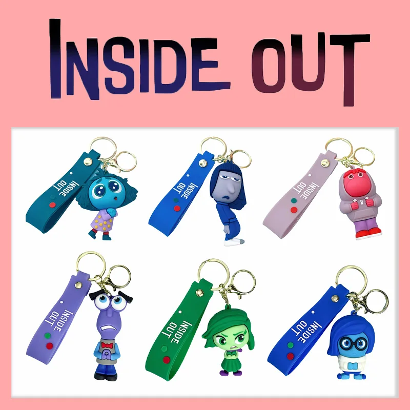 Disney Inside Out 2 Keychain Schoolbag Cartoon Pendant Anime Keyrings Car Key Ring Accessories Kids Birthday Gifts Accessories