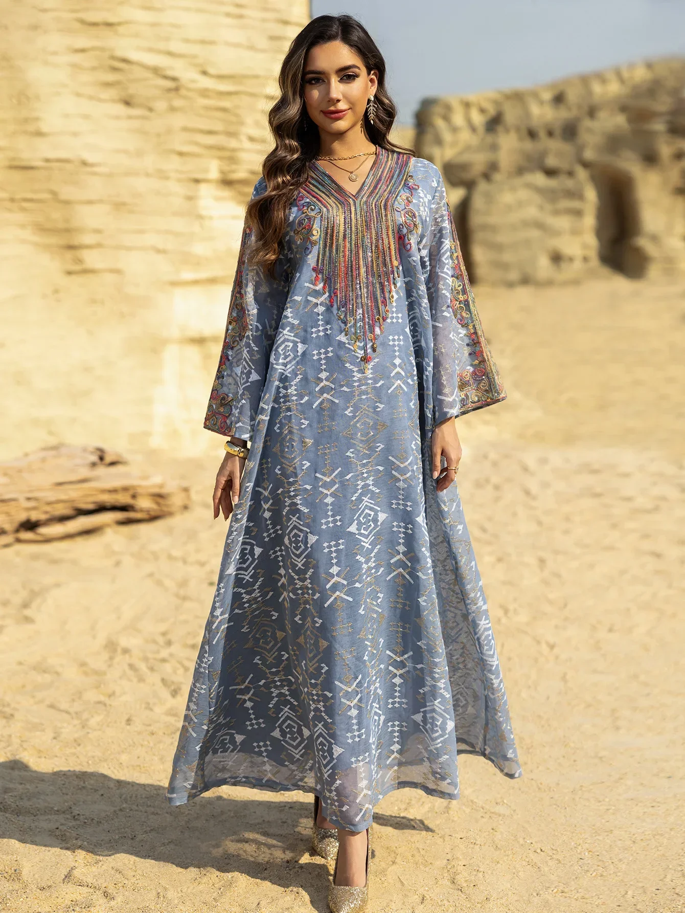 

Eid Djellaba Dubai Abaya Embroidery Kaftan Women Muslim Dress Sequin Islam Jalabiya Ramadan Caftan Robe Femme Musulmane Vestidos