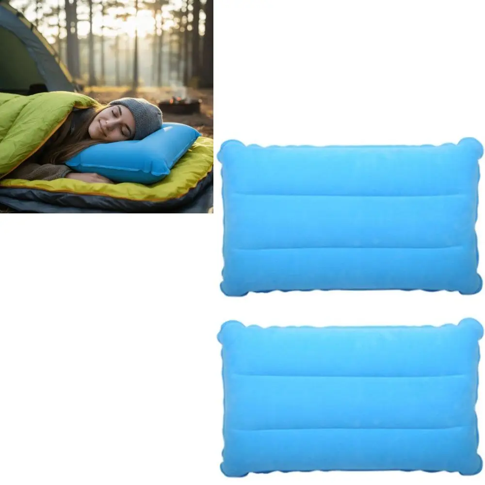 2 Pcs Durable PVC Inflatable Pillow Leakage Prevention Portable Camping Pillow Outdoor Pillow Camping