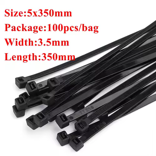 Plastic nylon cable tie 100 PCS black 5X300 cable tie fixing ring 3X200 cable tie zipper with 5X200 self-locking nylon cable tie - Image 11