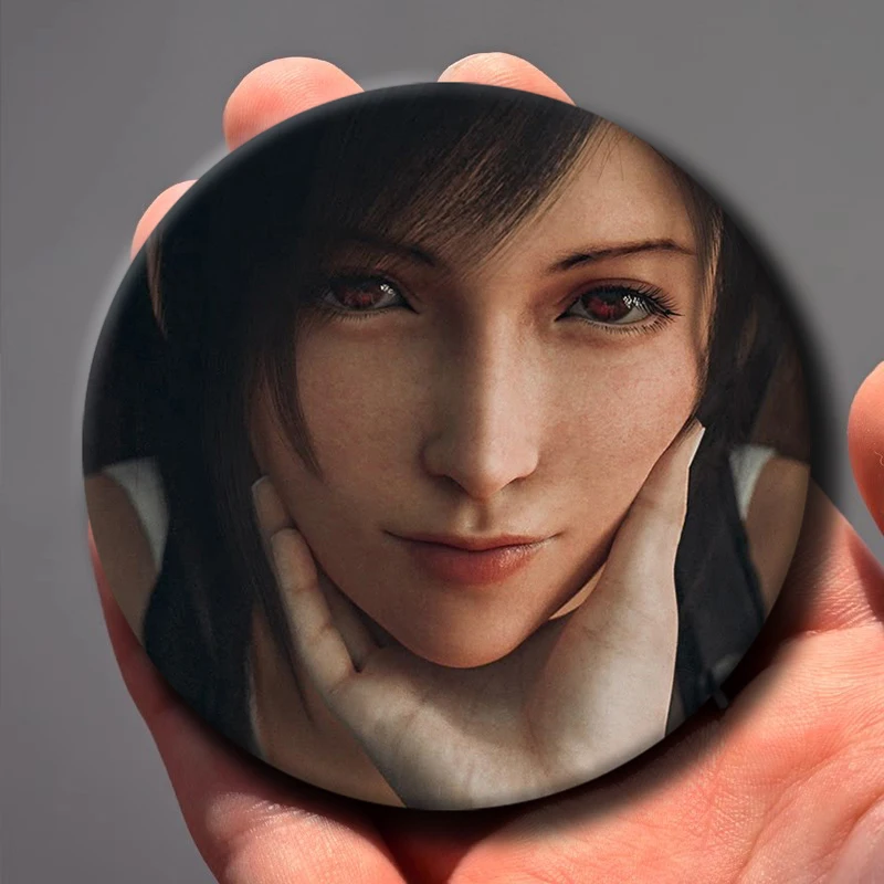 Final Fantasy Anime Girl Figure Tifa Lockhart Soft Button Pin FF VII Character Brooch Badge Bag Decor