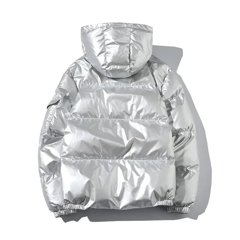 Women\'s Short Jacket Winter Glossy Silver/Black/Gold/Blue Large Size 5XL Hooded Parka Outwear Down Padded Coats Female