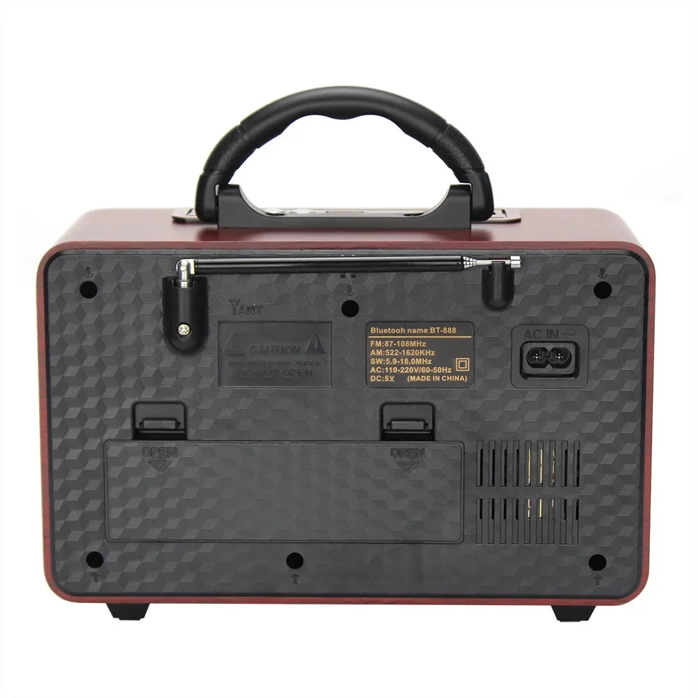 M-111BT Wood Vintage and Fashion Style Portable Radio Support Usb,tf Playback Multi-functional Rechargeable Blueteeth Speakers