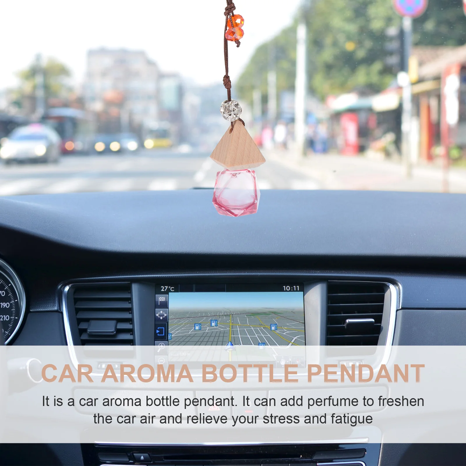 

2 Pcs Car Aromatherapy Bottle Glass Hanging Ornament Compact Essential Oil Diffuser Car Interior Decor Empty Aroma Bottle