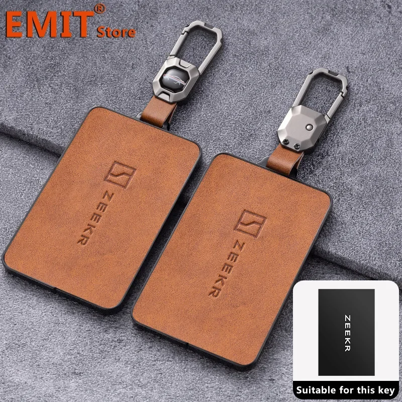 Zinc Alloy Leather Car Key Case for ZEEKR 001 009 X NFC Card Smart Remote Cover Shell Keychain Holder Fob Auto Accessories