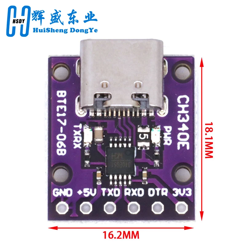 CH340E MSOP10 USB to TTL Serial Converter, 5V/3.3V Alternative CH340G Module TYPE-C Interface For Arduino Pro Mini