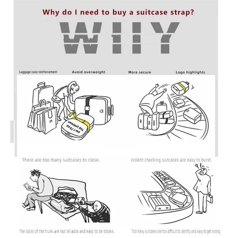 便利な調節可能な荷物ストラップポータブルバンジー簡単な旅行に必要な再利用可能なベルト保護スーツケースアクセサリーアイテム