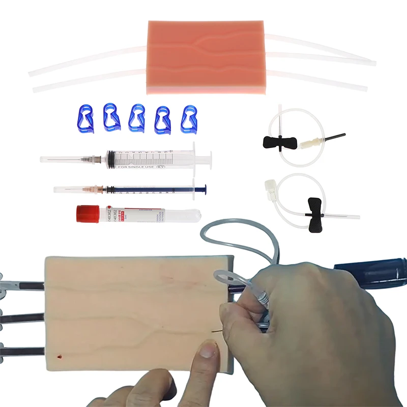 1Set Venipuncture Injection Practice Pad Simulation Human Skin Tear Resistant Portable For Students Nurses Suture Training Model