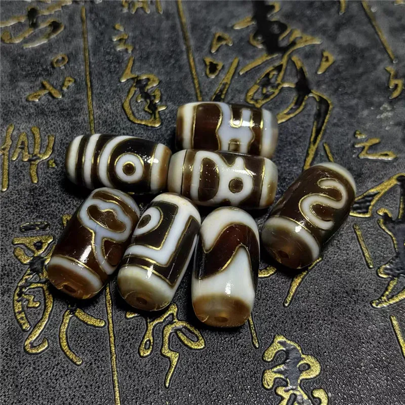 1pcs/lot High Quality Enlay Copper Beads Small Size A Hundrad Years Old Unique Magic Power Tibetan Agate dZi Amulet