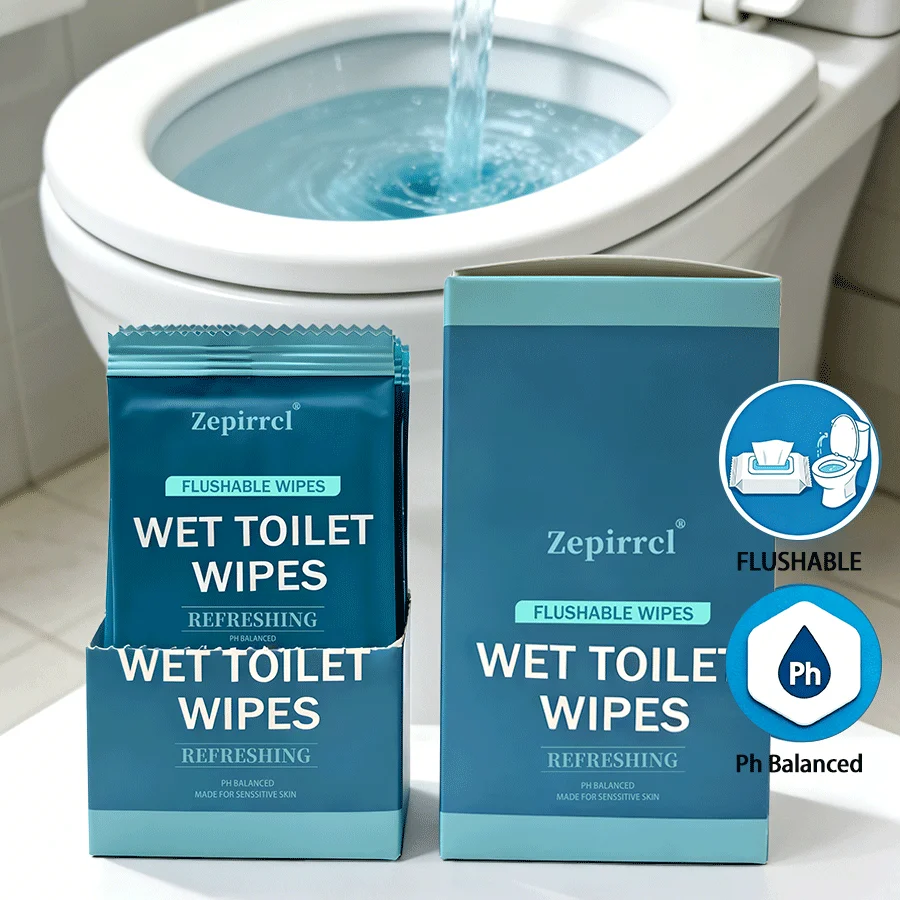 1/3/6Boxes Disposable Boxed Wet Toilet Wipes, Individually Packaged, Soft and Thick, Gentle, Easy to Carry, Can Be Flushed Directly, Won'T Clog, Suitable for Travel, Fitness, Parties, 20*15cm, 60Packs/Box