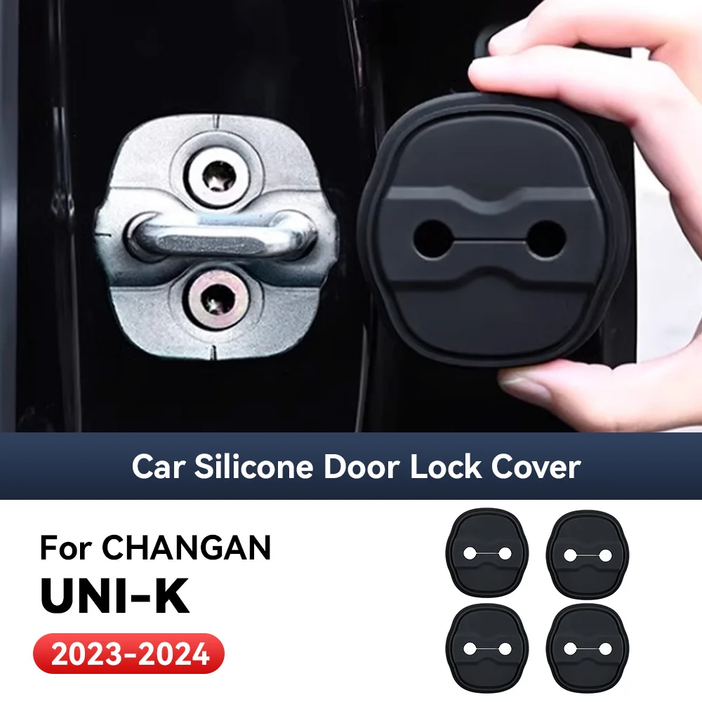 

4pcs Car Decorat Accessories Silicone Protecte Auto Door Lock Latch Shock Absorber Cover For CHANGAN UNI-K 2023 2024