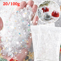 20/100g 3D Snowflake Decoration Artificial Snow Powder White Colorful DIY Crafts Fake Snow Fluffy Snowflake Winter Snow