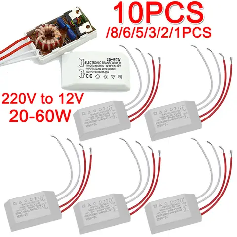 Transformador eletrônico de baixa tensão lâmpada de halogênio, pequeno adaptador de alimentação, acessórios de iluminação, AC para DC, 220V a 12V, 1-3Pcs