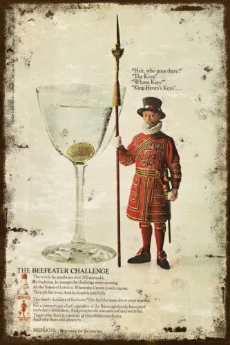 Beefeater Gin Tower of London Advert, Vintage Look New Metal Sign Plaque