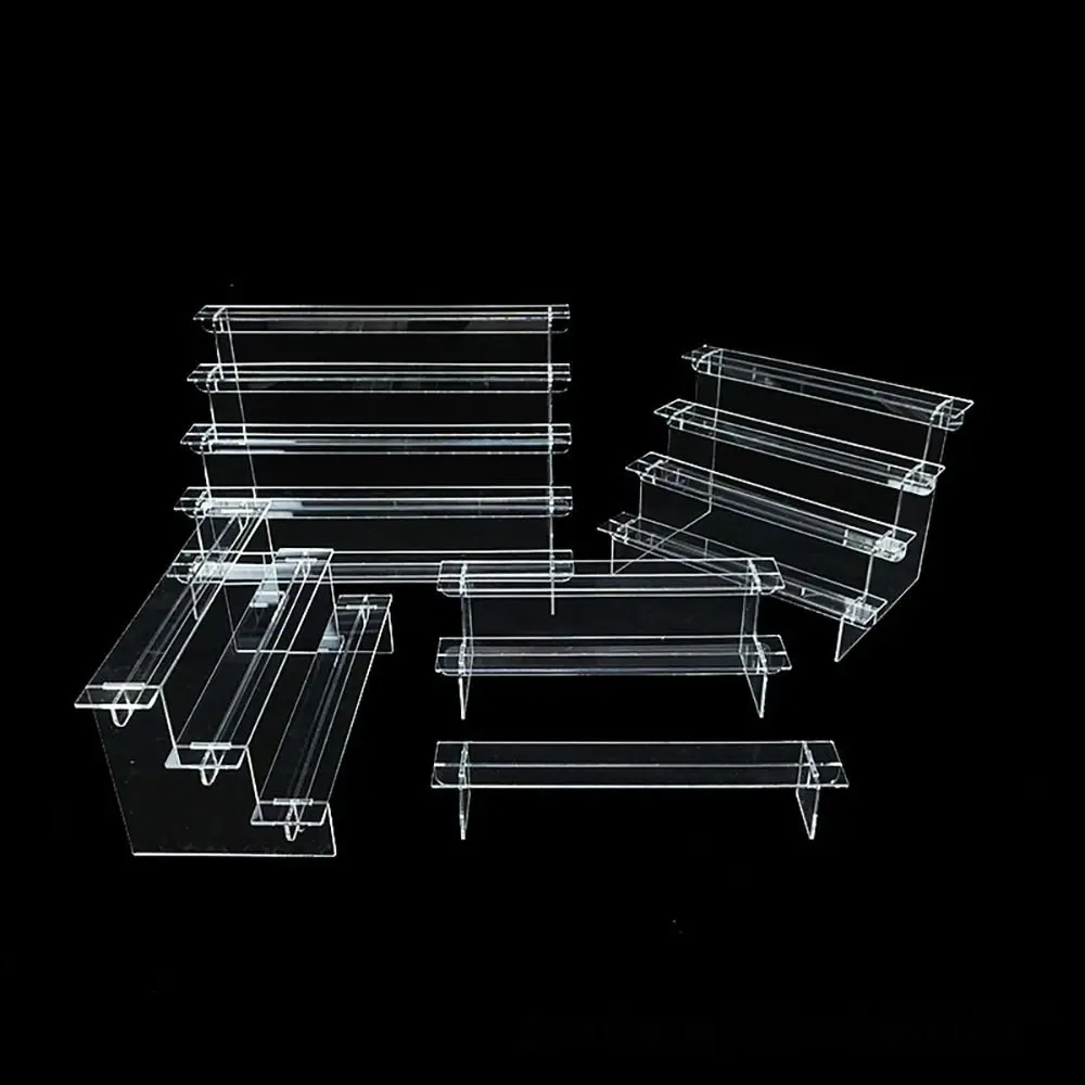 1Sets Acrylic Ladder Display Stand Durable Home Organizer Transparent Storage Rack Adjustable Computer Monitor Model Holder