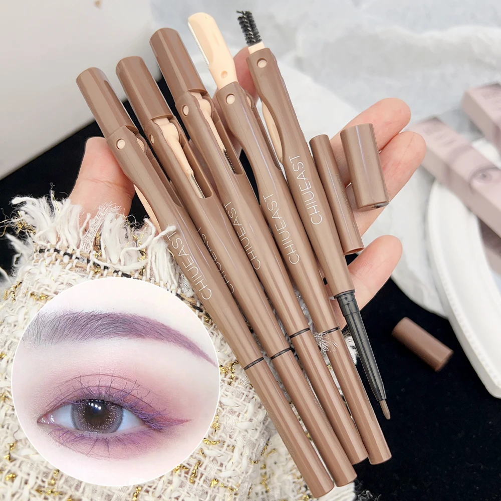 Lápis de sobrancelha impermeável, à prova de suor Eye Brow Pen, caneta ultra fina com aparador, navalha, olhos maquiagem cosméticos, fácil de colorir