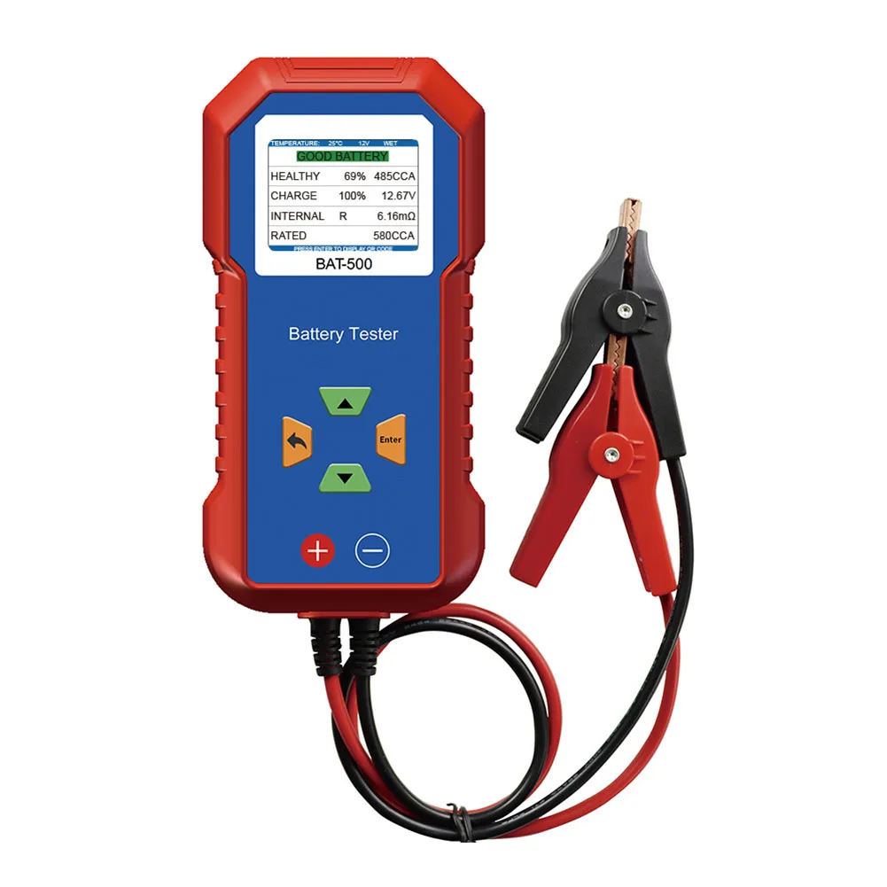 BAT-500 For Battery Tester for Professional and Home Use Internal Resistance SOC SOH CCA Cold Cranking Amps 7V-30V Automotive