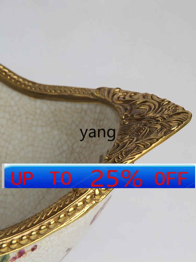 

CX Hand-Painted Ceramic with Copper Ingot Bowl Decorative Fruit Plate