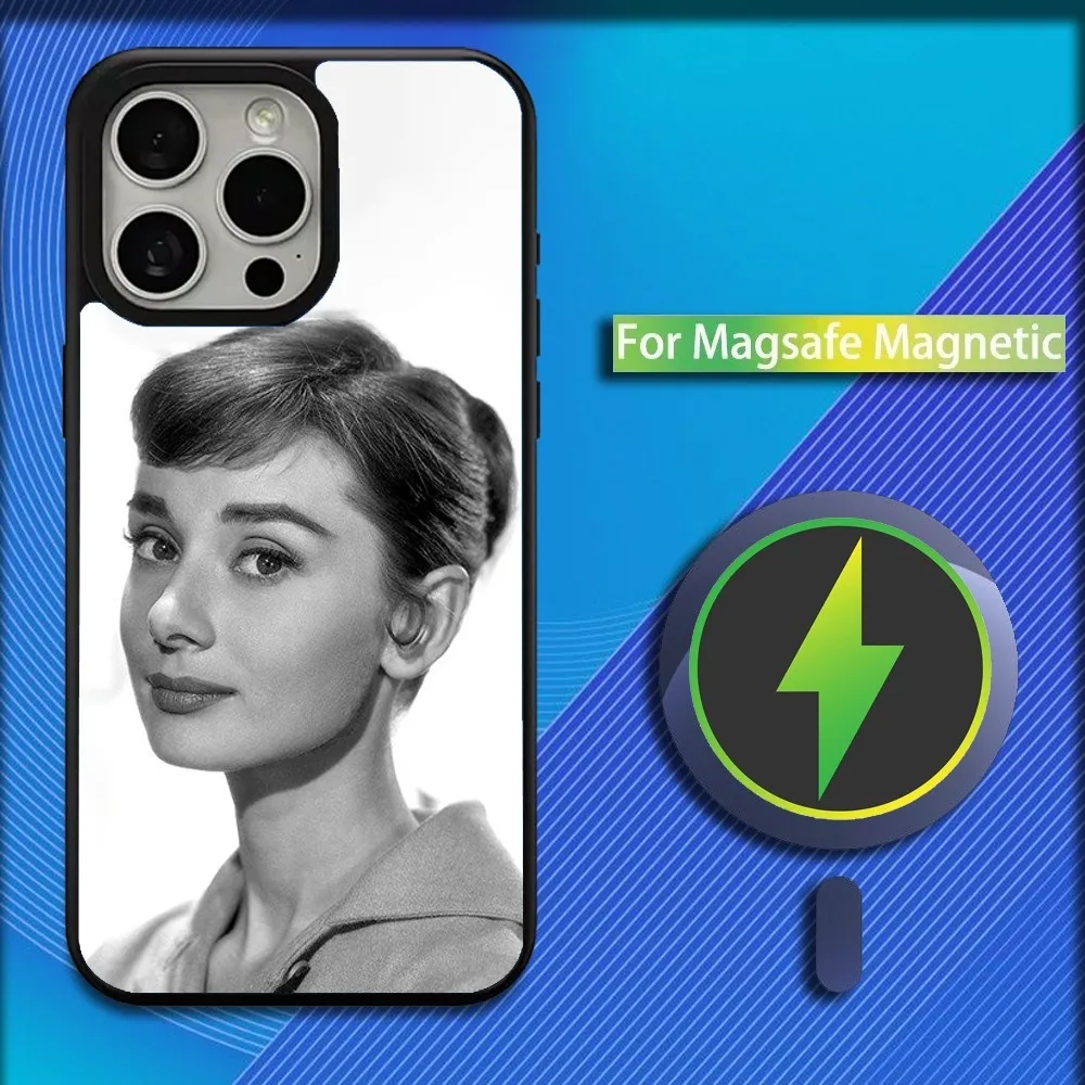 Actress Audrey H-Hepburn Phone Case For iPhone 16,15,14,13,12,11,Plus,Pro,Max,Mini Magsafe Magnetic Wireless Charging