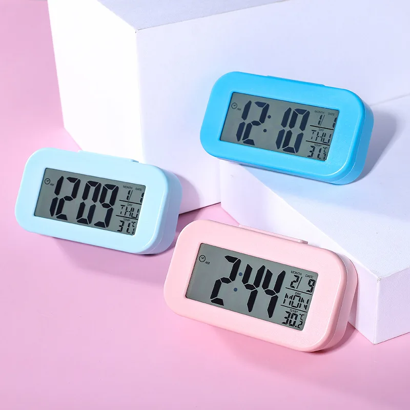 

1Pc Mini LED Digital Alarm Clock Suitable For Home Office Bedside Table Pink White Kids Bedroom Electronic Clocks Home Decor