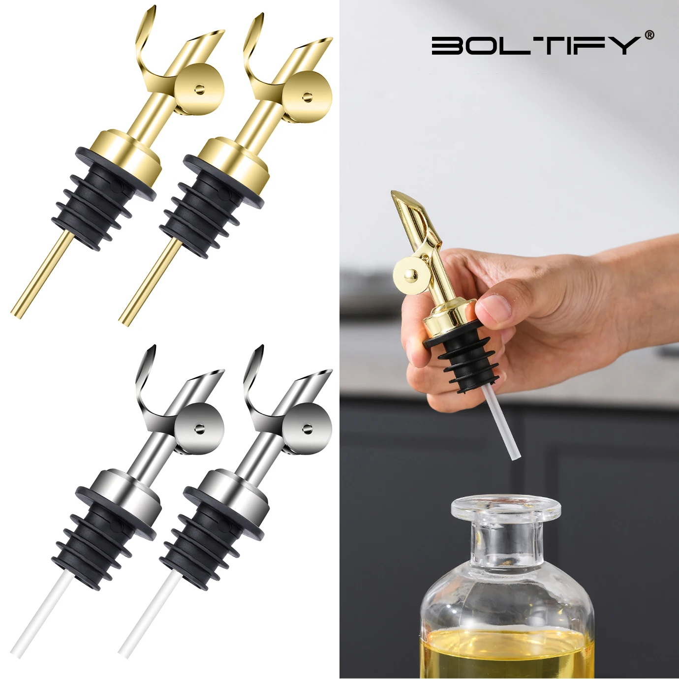 

2026 New Wine Stopper Leak-proof Oil Bottle Stopper Cap Stainless Steel Liquid Dispenser Wine Pourer дозатор для бутылки