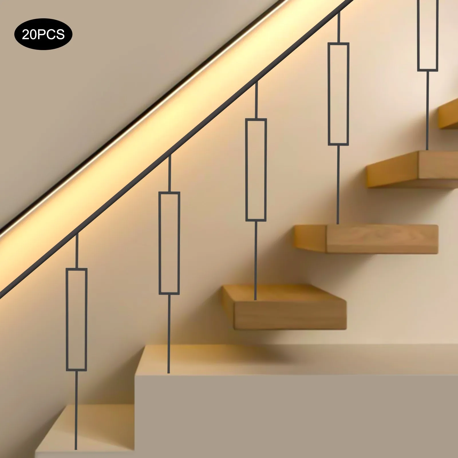 

20Pcs Black Iron Rectangular Rail Bars 44X0.5In, Uniform Design, Ideal for Architectural Details