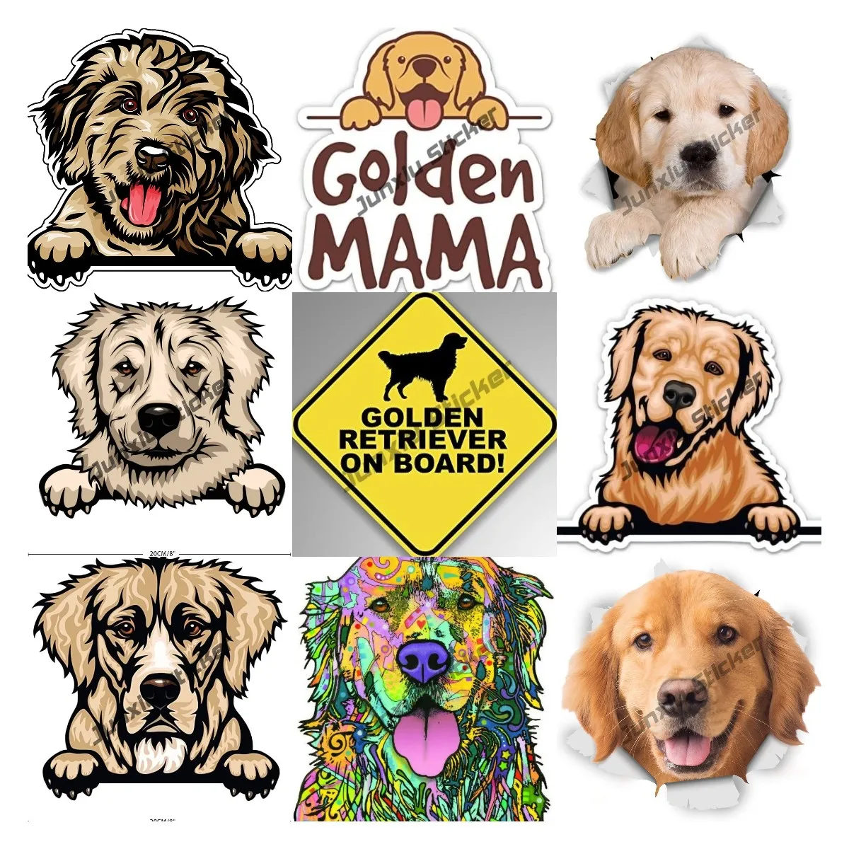 ملصقات Golden Retriever Creative Golden Retriever على اللوحة ملصق سيارة ممزق معدني لملصقات نافذة السيارات والشاحنة