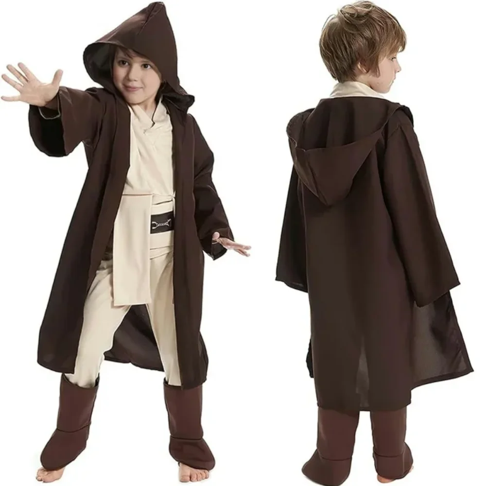 Children's New Jedi Cosplay Costume, Kenobi Brown Uniform, Party Performance Costume Props