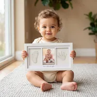 Baby Hand and Footprint Kit Clay Handprint Keepsake Frame Newborn Nursery Picture Frame New Mom Gifts for Baby Shower Registry 2