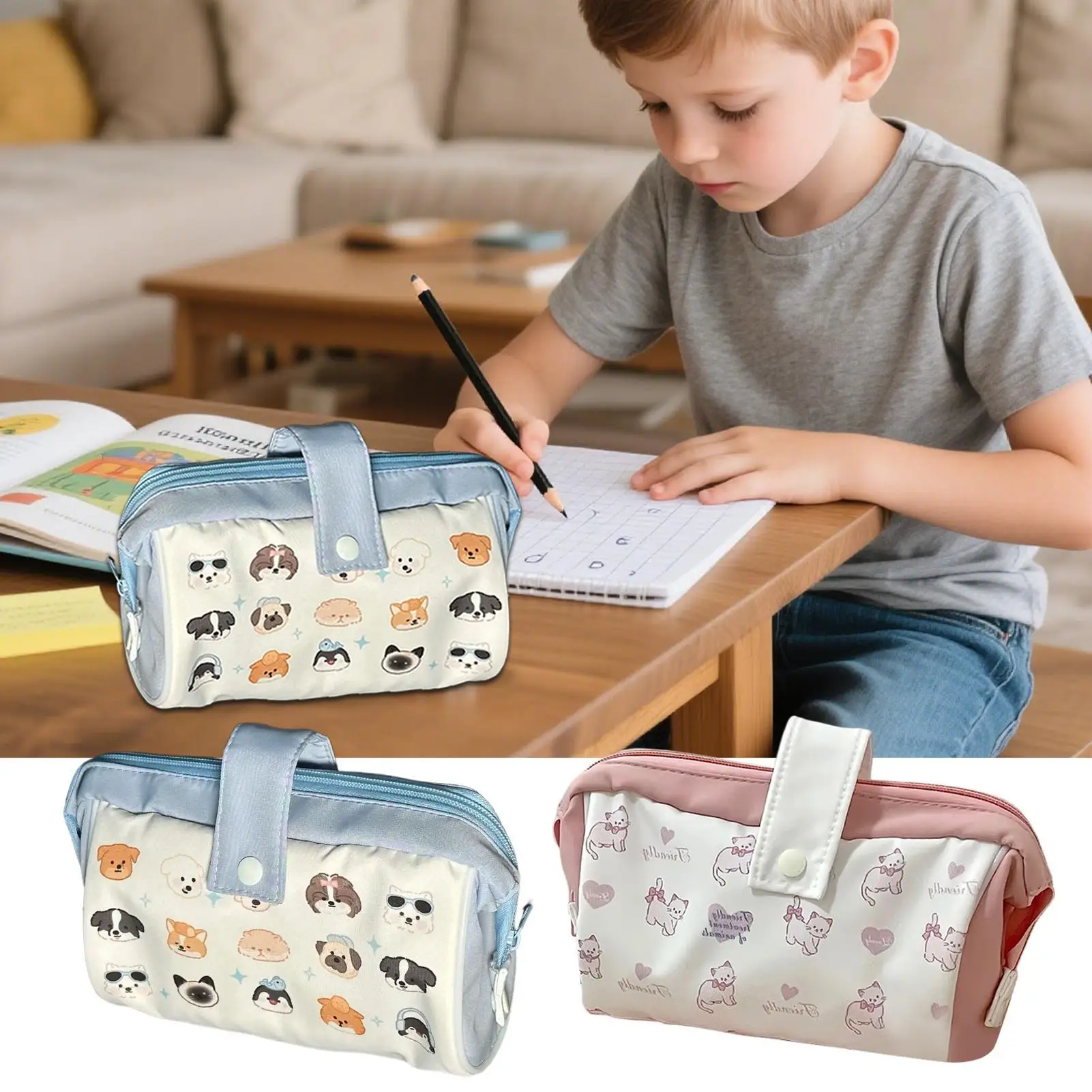 Pencil Pouch Cute Pencil Case Organizer Ruler Organizer Zipper Closure Stationery Container For Journaling Commuting Marking