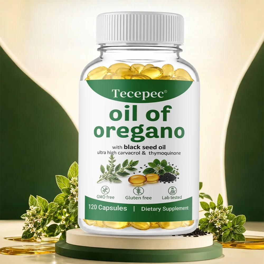 Oil of Oregano with Black Seed Oil Capsules Organic, 120 Softgels, 2 in 1 Supplement for Immune Health, Non-GMO, Easy To Swallow