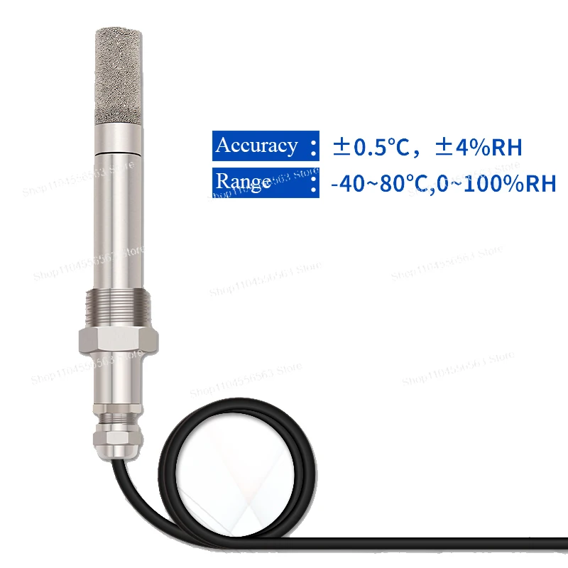 RS485 -40~80'C 0-100%RH temperature and humidity sensor with 1/2'' screw thread transmitter signal captor with metal case