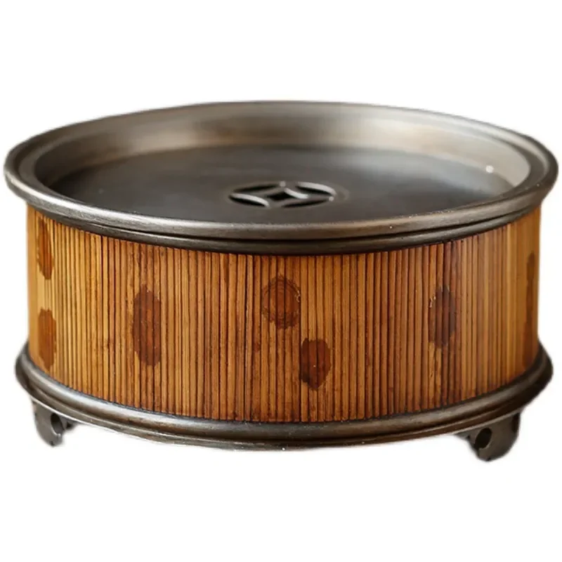 for Xiangfei Pure Tin Tea Tray with Bamboo Base Handmade Dry Brewing Table Gongfu Tea Set