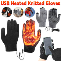 USB Heated Knitted Gloves Full Finger Gloves Non-Slip Touch Screen Gloves Thicken Winter Cycling Gloves for Men Women