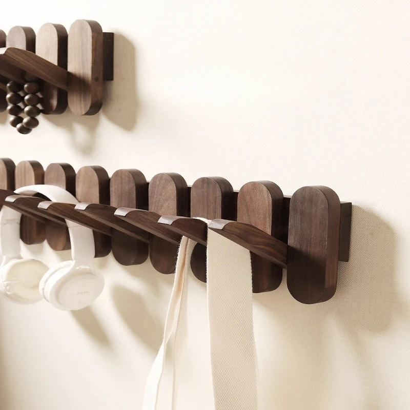 Wall-Mounted Wooden Piano Key Coat Rack 12-Hook Creative Hanger Decorative Home Accessory Musical Inspired