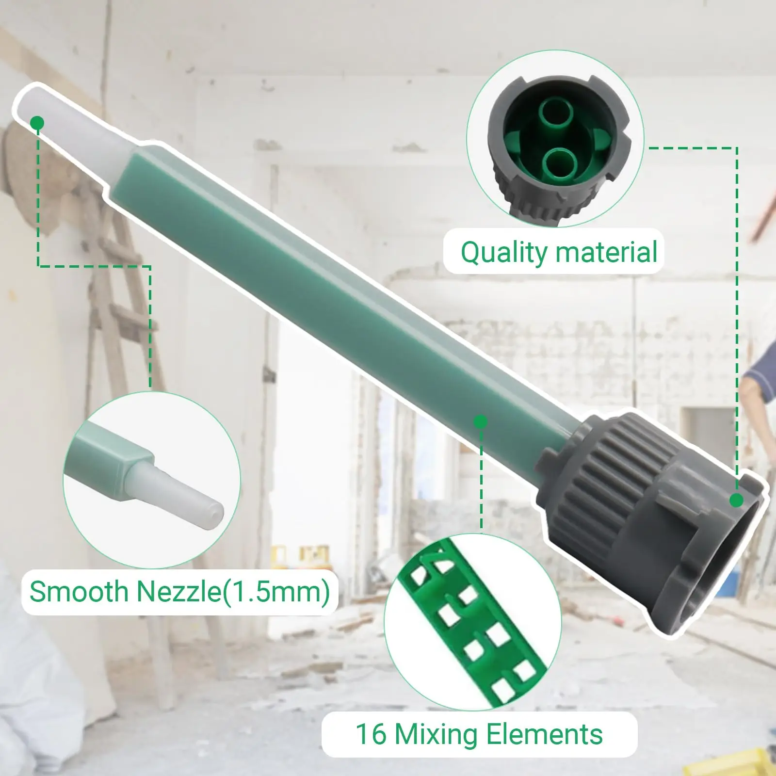 20Pcs/50Pcs/100Pcs MB05-16 Matte Opaque Mixing Nozzle AB Adhesive Static Mixer Tip for 50ML 1:1 AB Cartridge