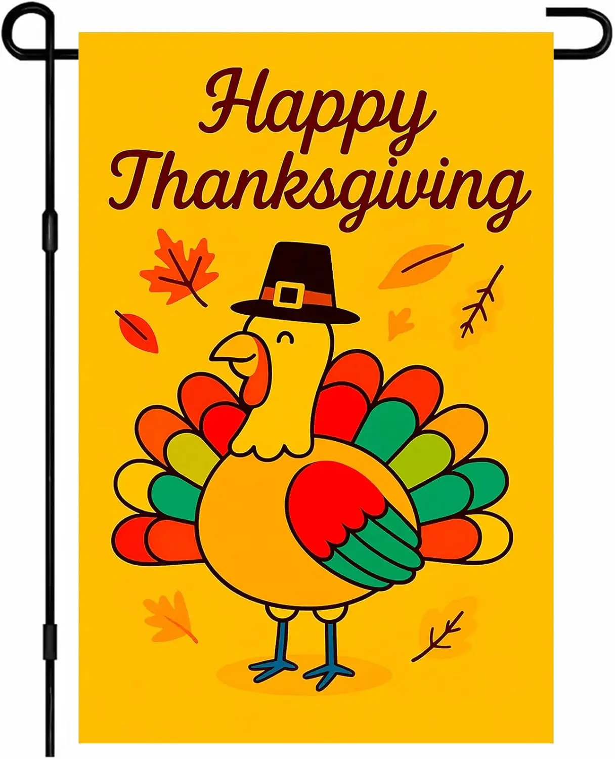 Thanksgiving Fall Garden Flag 12x18 Inch Happy Thanksgiving Turkey Outdoor Flag Double Sided Yard Banner with Colorful Feath SSL